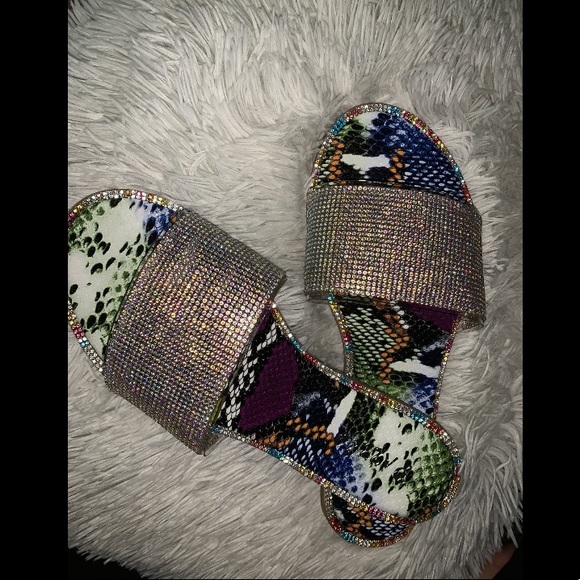 Snake Skin Bling Sandals - Picture 1 of 2